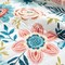 Teal Blue Pink White Polyester 3-Piece Reversible Floral Quilt Set